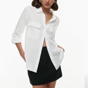 Aritzia Babaton color white Utility Linen Shirt